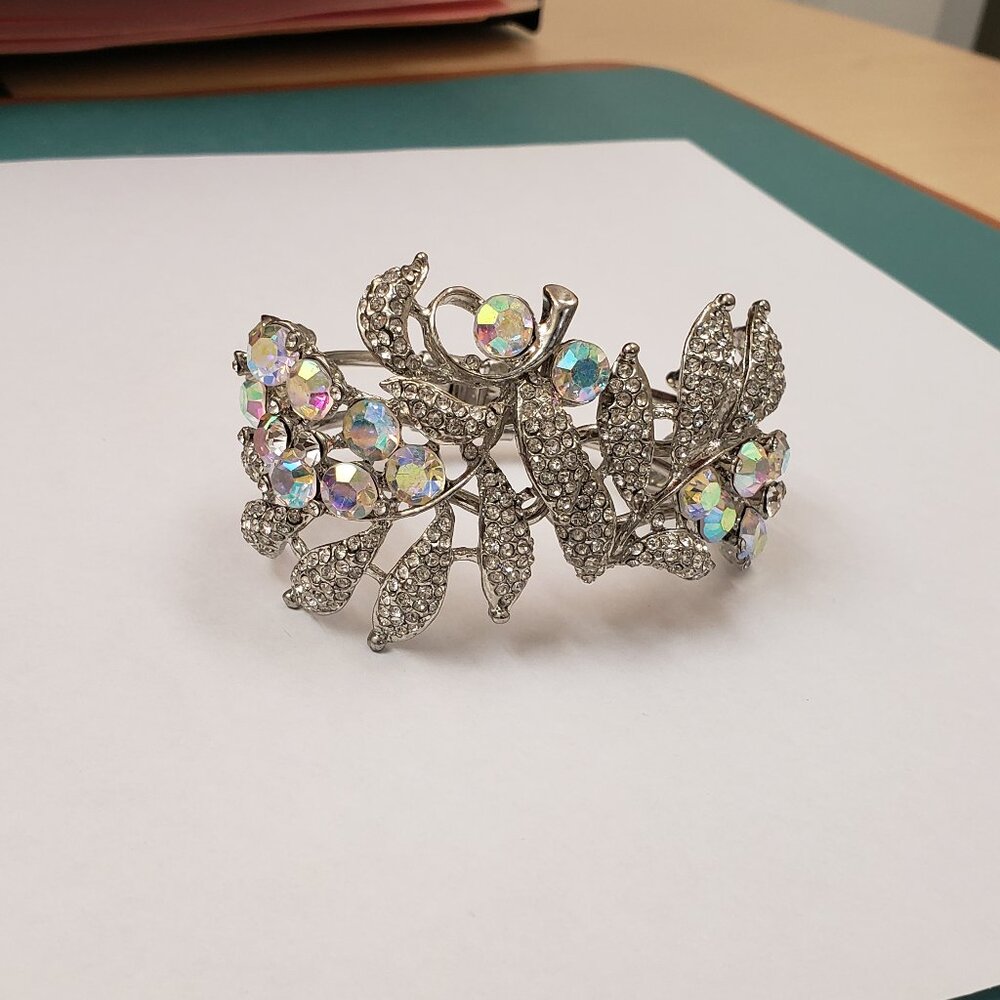 Rhinestone, NWOT, ab bead, rhinestone clamper bangle wedding bracelet